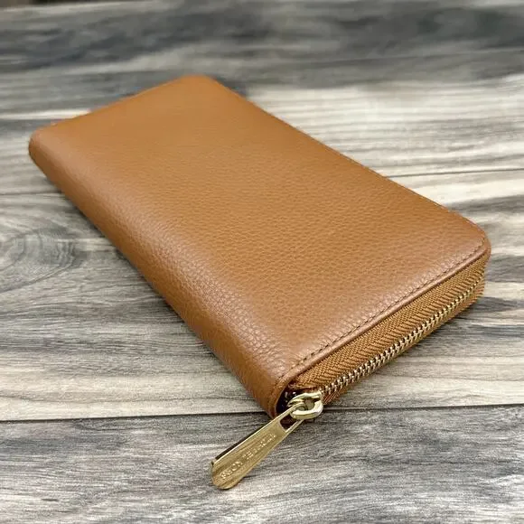 Michael Kors Large Luggage Tan Pebbled Leather Zip Around Wallet - Picture 5 of 12